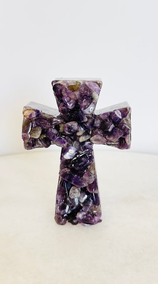 Purple Amethyst Crystal Cross