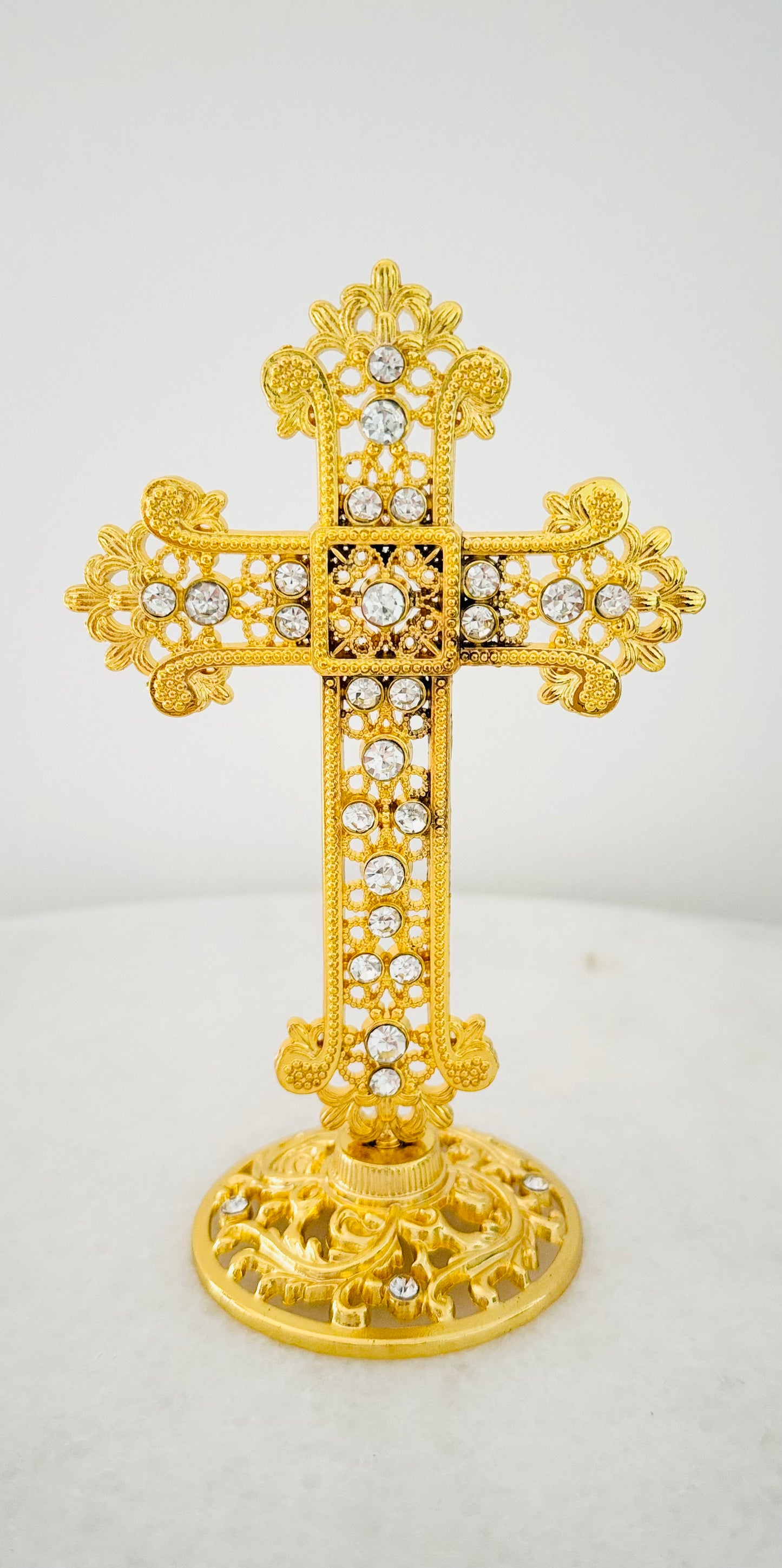 Crystal Gold Cross with Silver Pendants