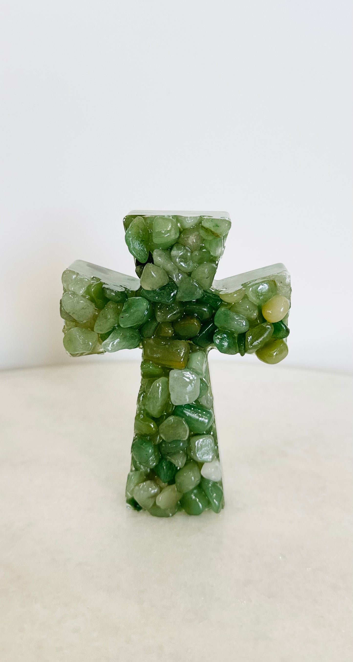 Green Stone Crystal Cross